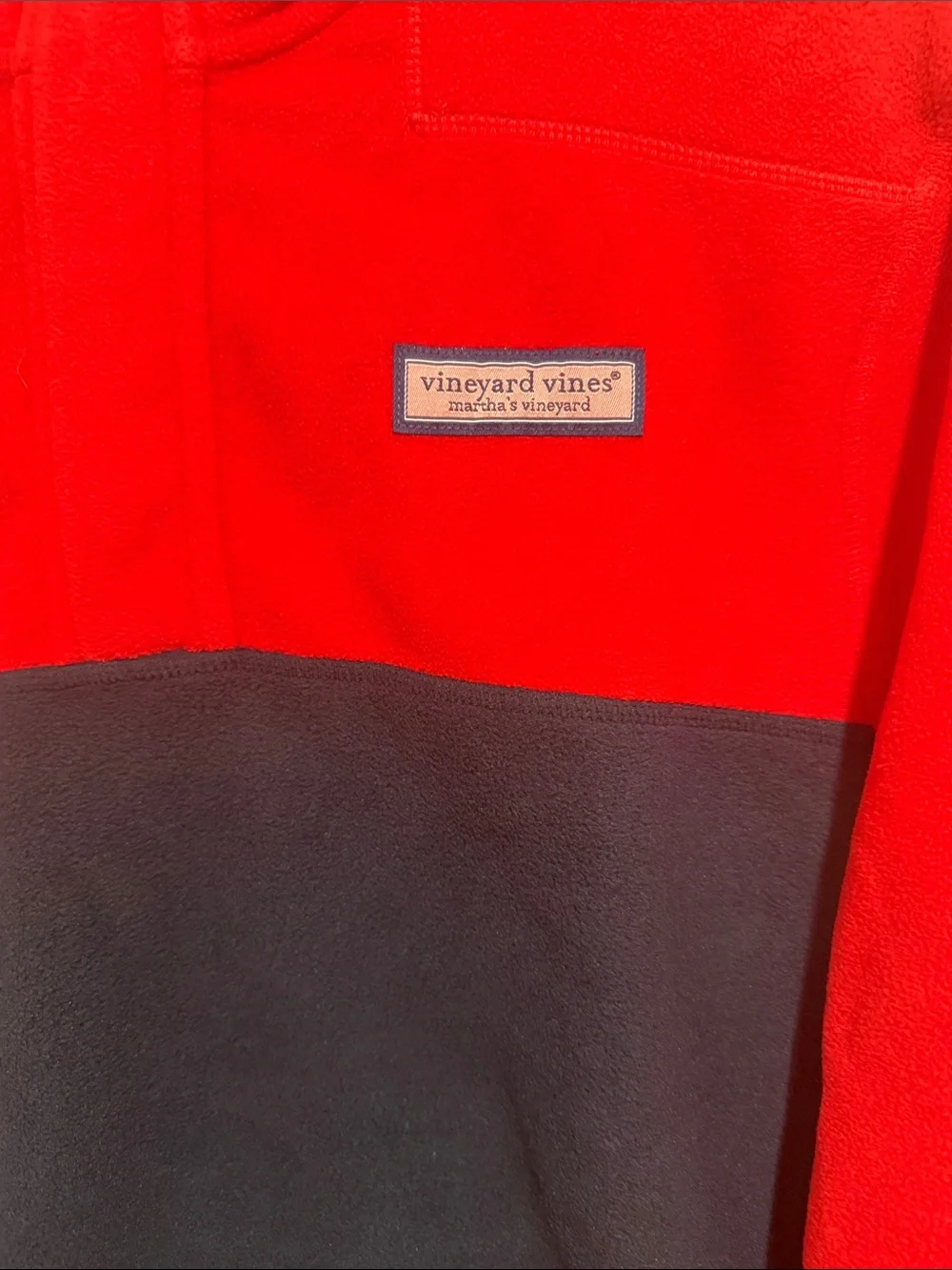 Vineyard Vines Red & Navy Quarter-Zip Fleece Pullover